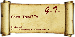 Gera Tamás névjegykártya
